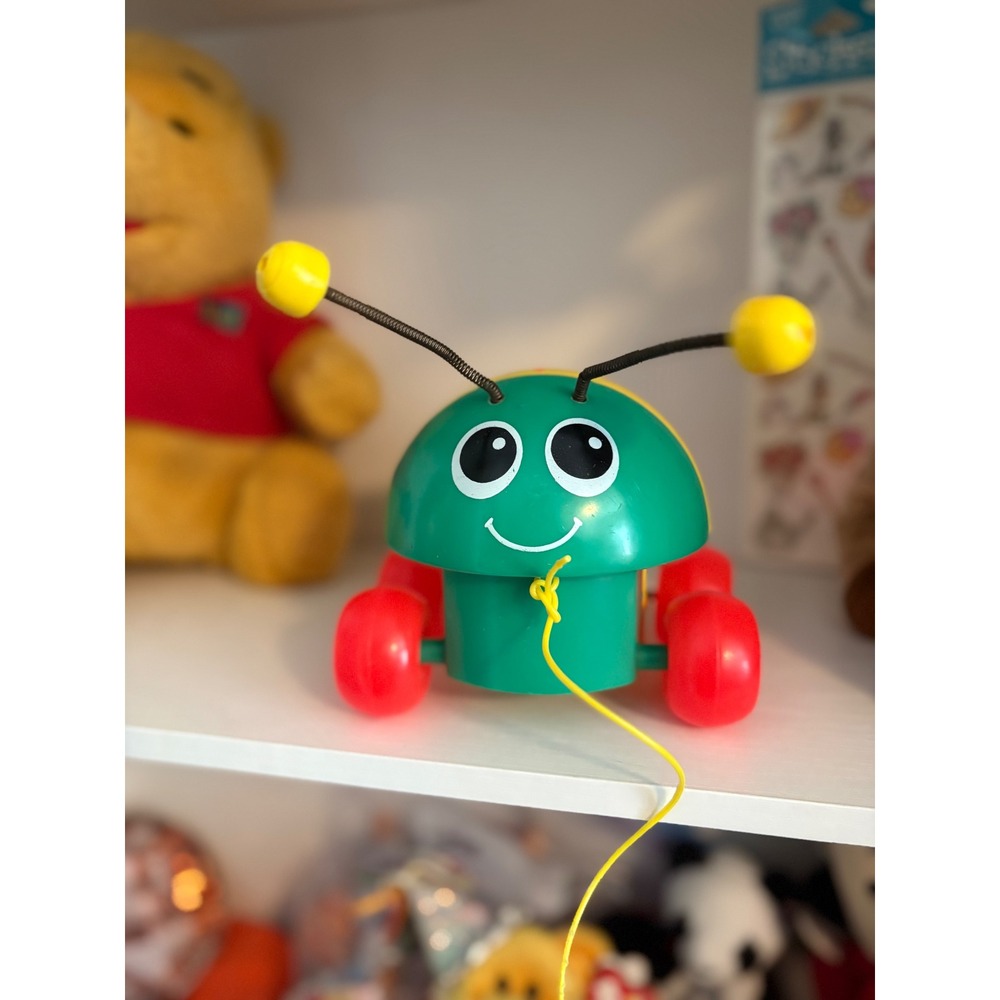 Vintage Fisher Price Buzzy Bee Pull Toy 1950s Style Green Yellow Red 969